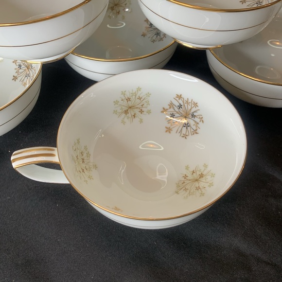 Set of 6 vintage MCM Noritake SNOWFLAKE tea cups - Picture 3 of 6